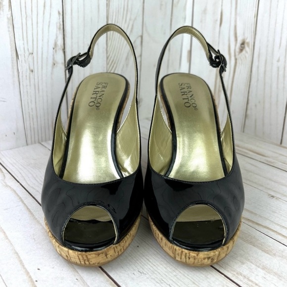 Franco Sarto patent leather wedge heel sandals - size 8.5 - Picture 3 of 16